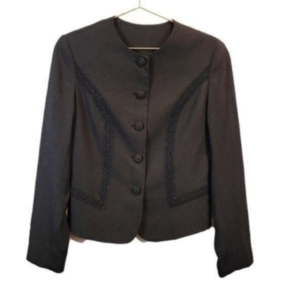 Vintage Laura Ashley | Button Front Blazer Jacket Black - Picture 1 of 6